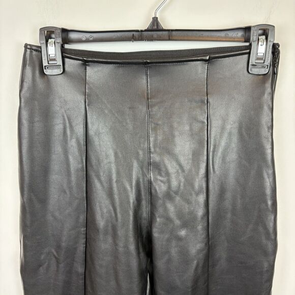 Abercrombie and Fitch Black Vegan‎ Leather Wide Leg Flare Pants Size Small - Picture 7 of 8